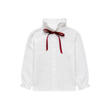 BLUSA NIÑA BAMBULA BLANCO MERENGUE CUELLO ALTO LAZADA