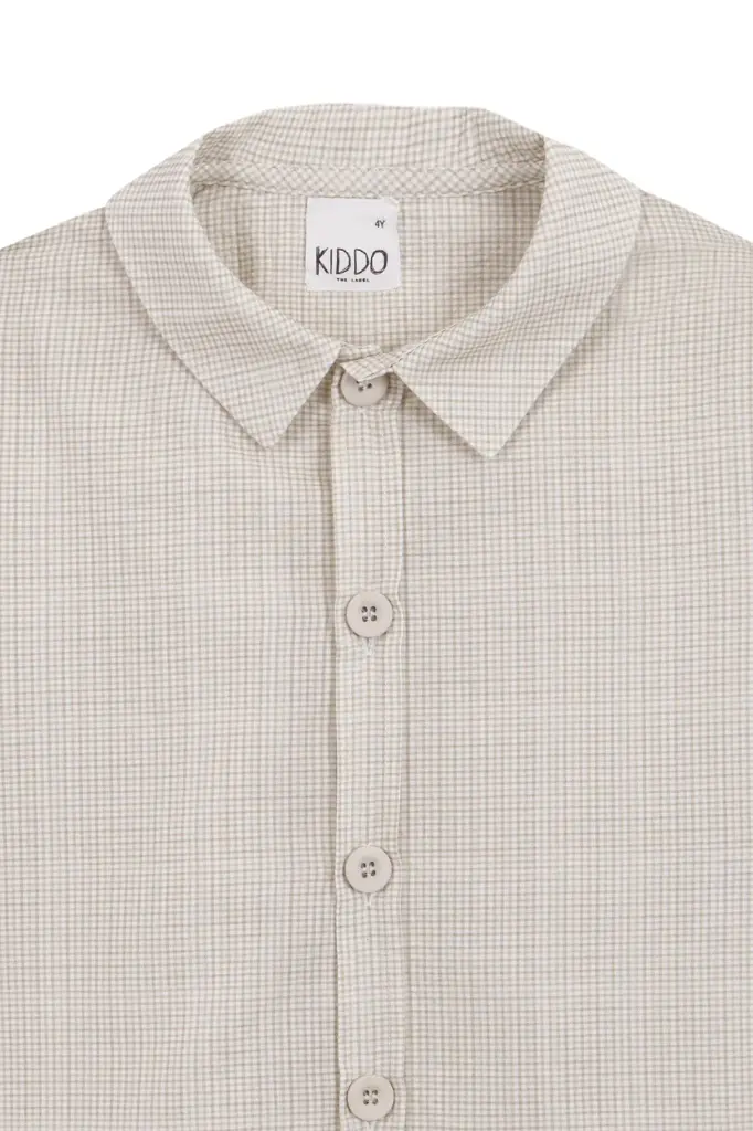 CAMISA CUELLO PALA VICHY BEIGE