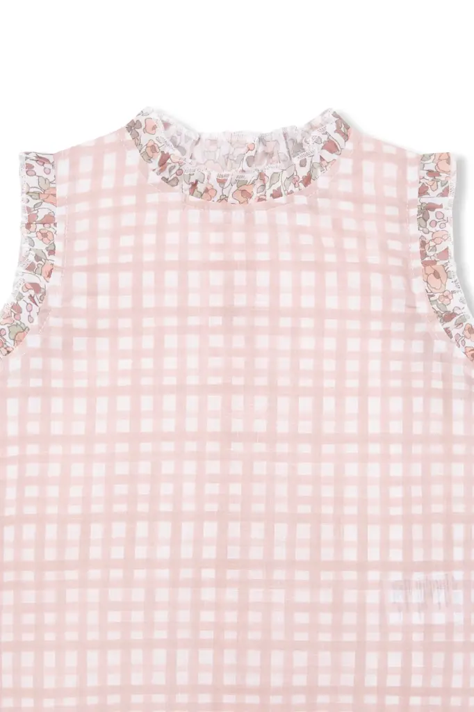 BLUSA VICHY ROSA Y FLORES