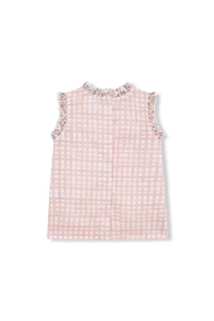 BLUSA VICHY ROSA Y FLORES 