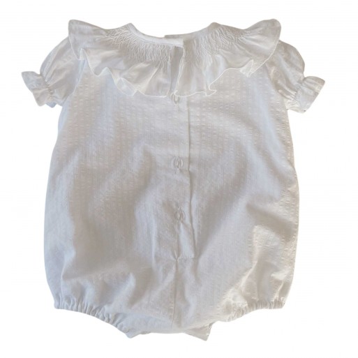 Pelele cuello nido de abeja blanco 