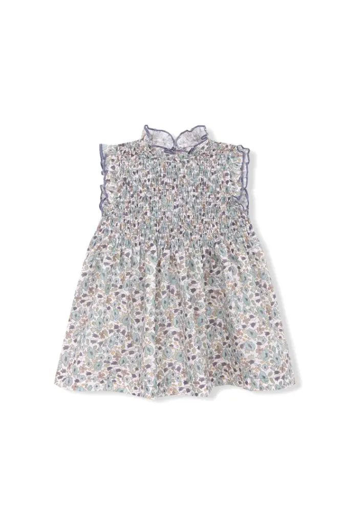 blusa smock flores petroleo 