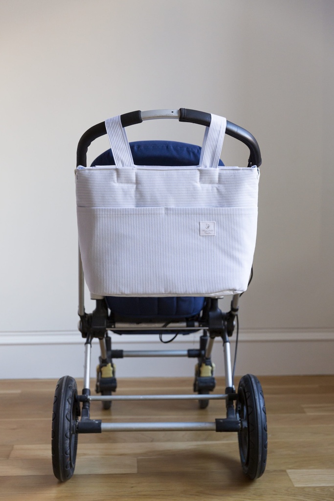 BOLSA CARRITO RESINADA GRANDE RAYITAS RELIEVE AZULES