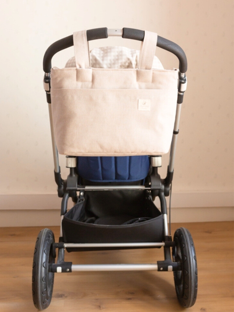 BOLSA CARRITO RESINADA MEDIANA LINO TOSTADO