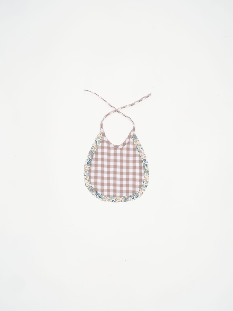 Babero mini vichy beige y Mauri
