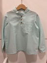 Camisa raya verde cuello mao