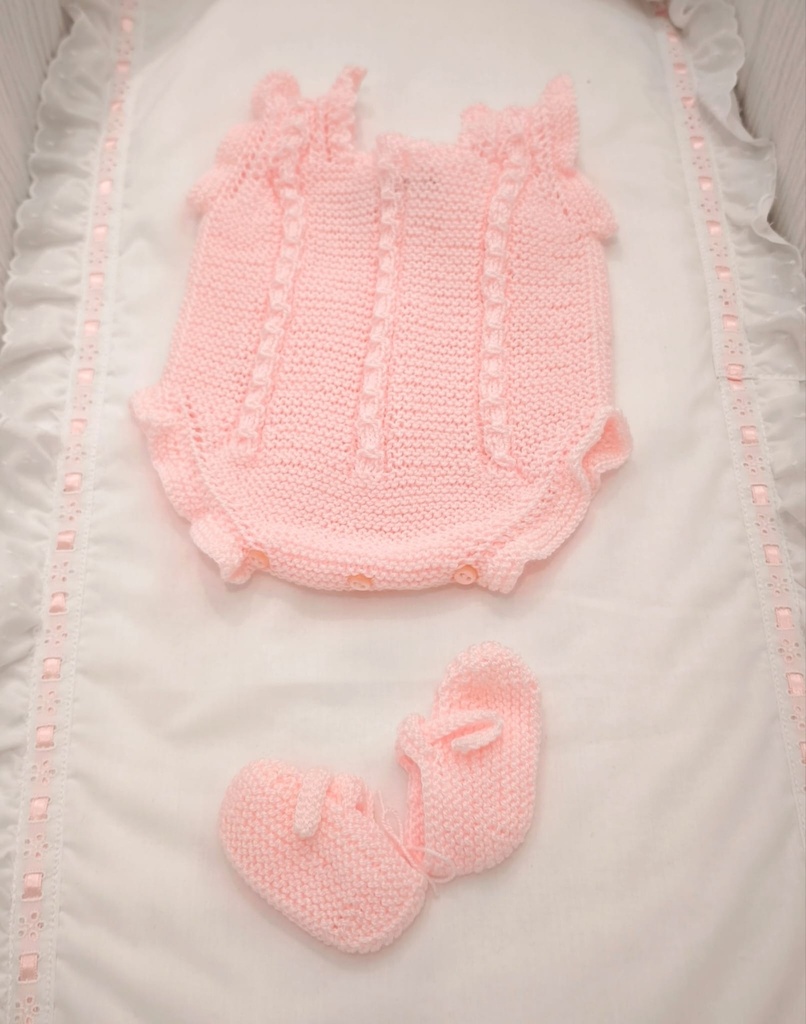Pelele + Patucos Rosa petit