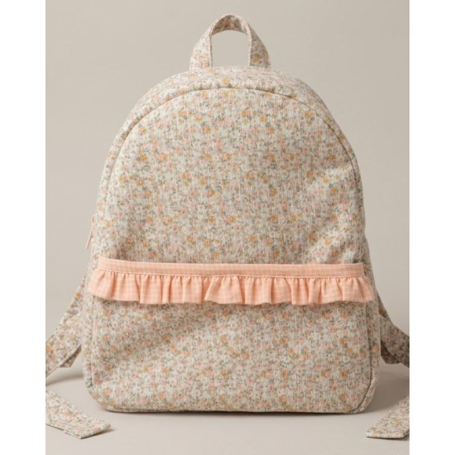 Mochila infantil impermeable flor Sabela y vichy coral