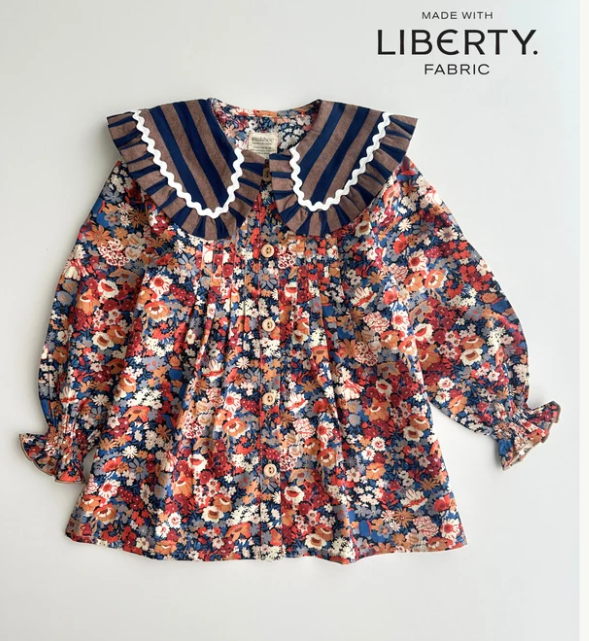 Blusa jaretas | Castaño| Flores y rayas