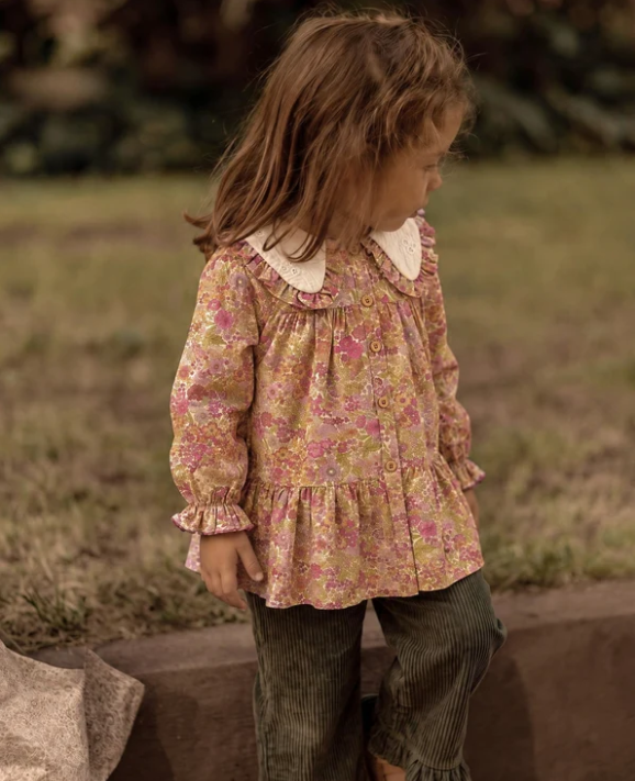 Blusa volantes | Avellana | Flores