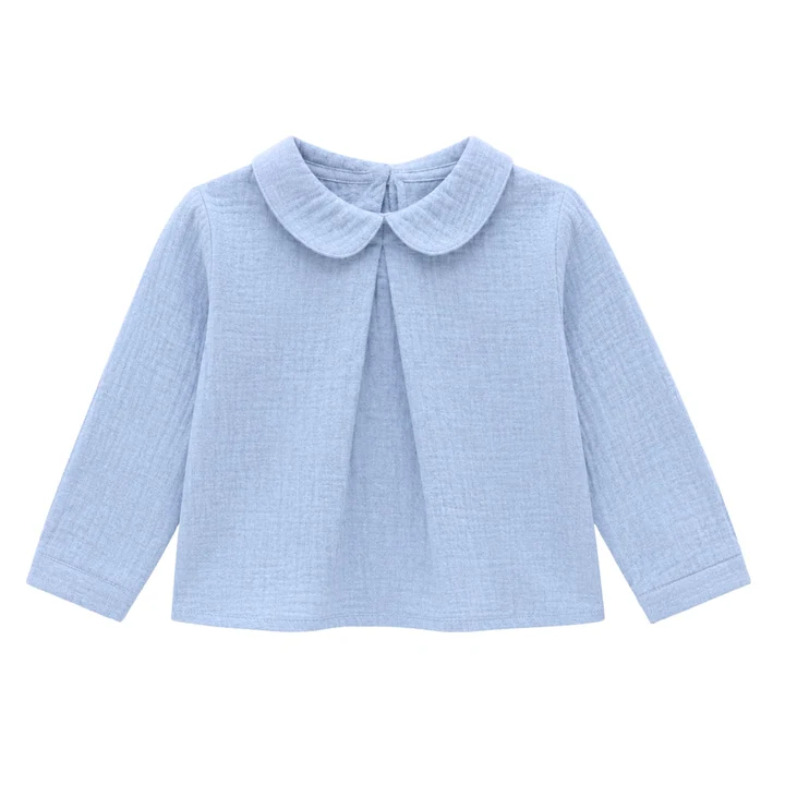 CAMISA CUELLO BEBÉ AZUL MELANGE
