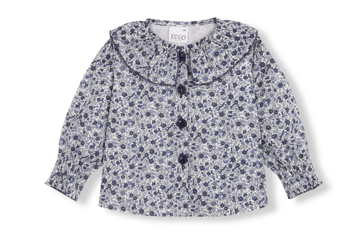 Blusa volante liberty azul petróleo