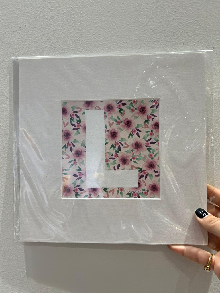 Lámina iniciales flores rosa 