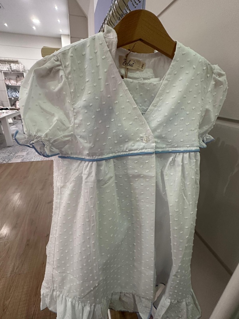 Bata verano blanca azul