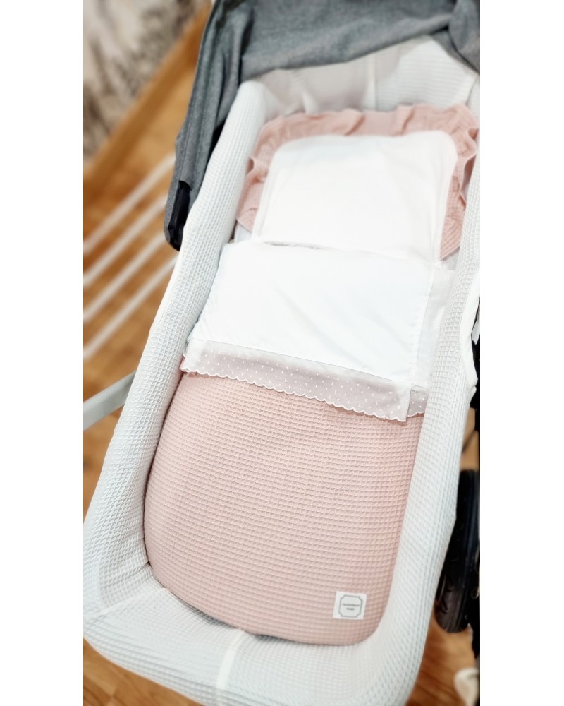 Saco capazo con relleno extraible wafle rosa