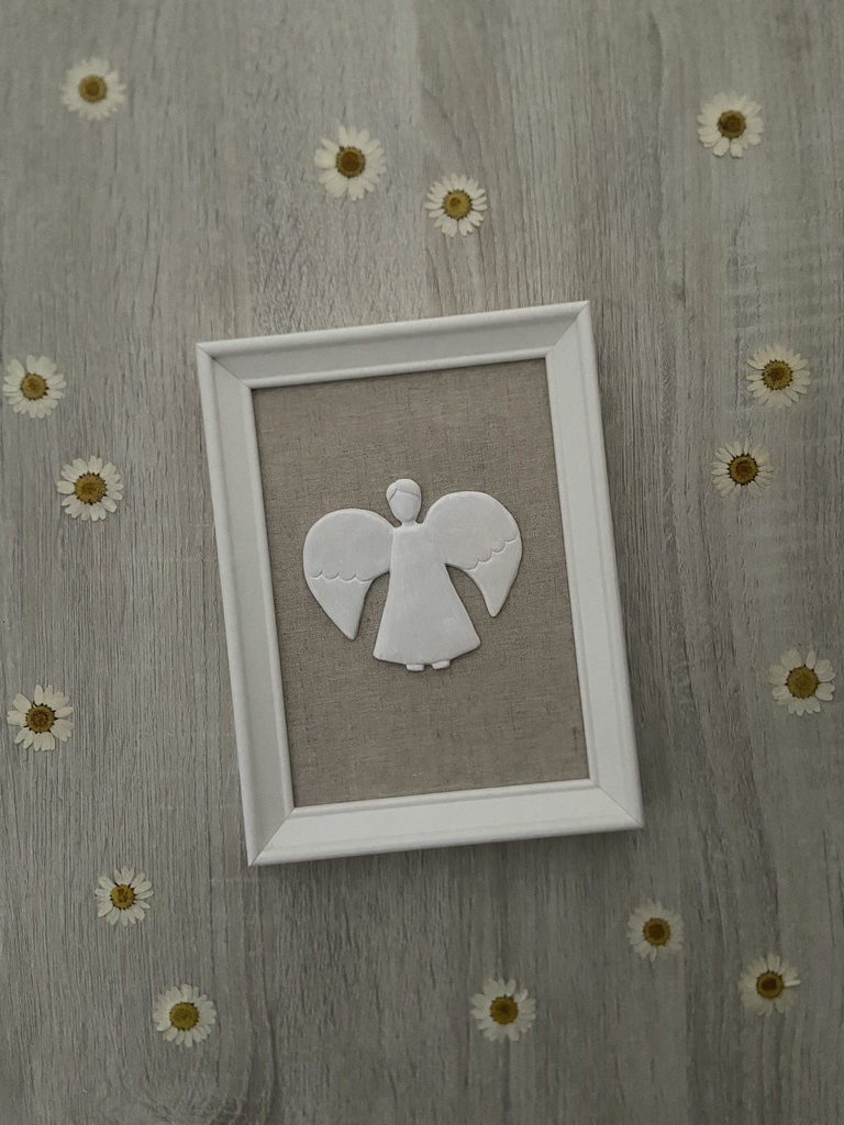Angelito enmarcado lino beige 