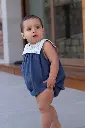 Pelele cuello cuadrado azul 