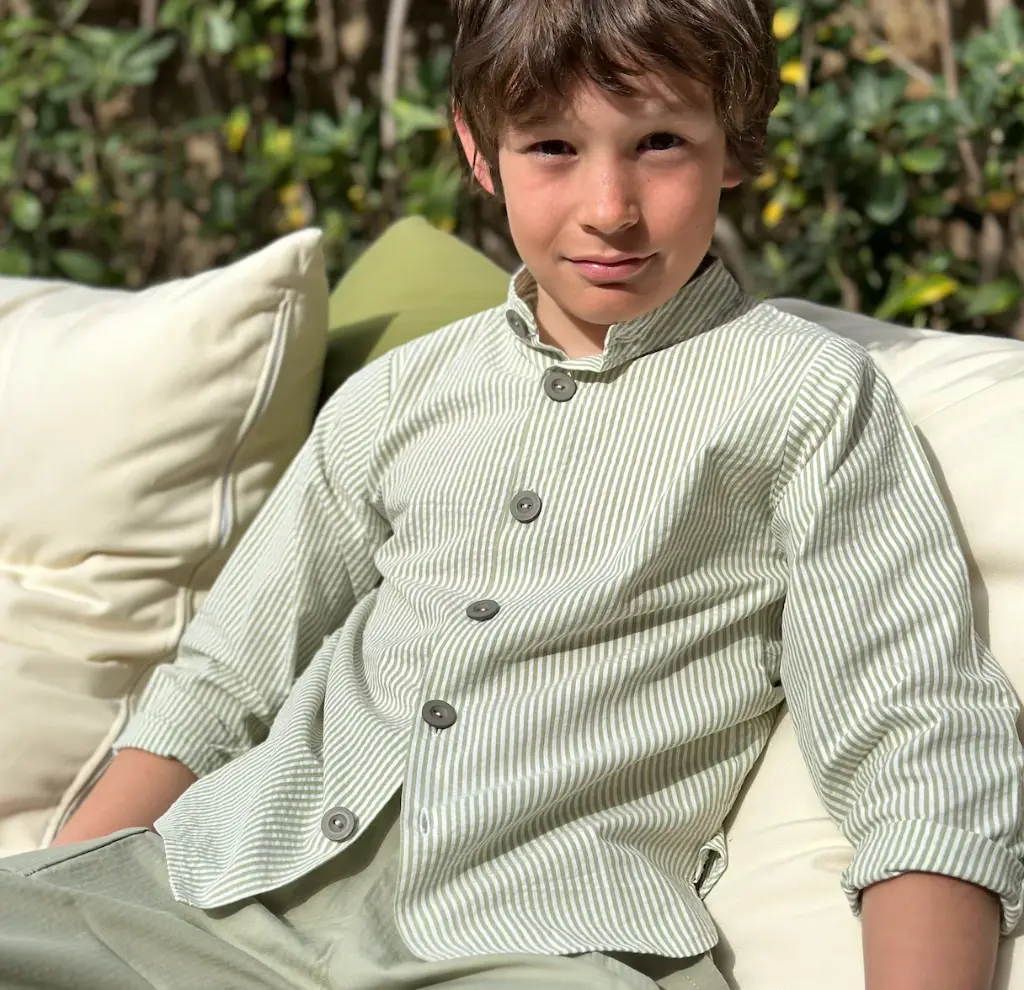 Camisa mao rayas verdes y blanca 