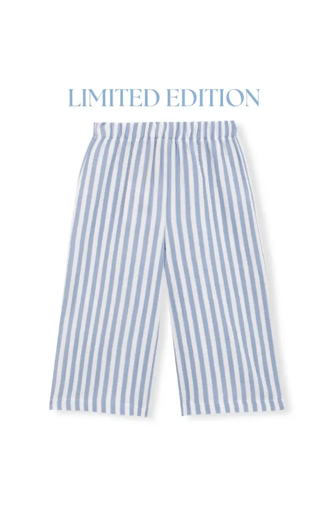 PANTALÓN LARGO NIÑA CORAZÓN RAYAS AZULES Y BLANCAS