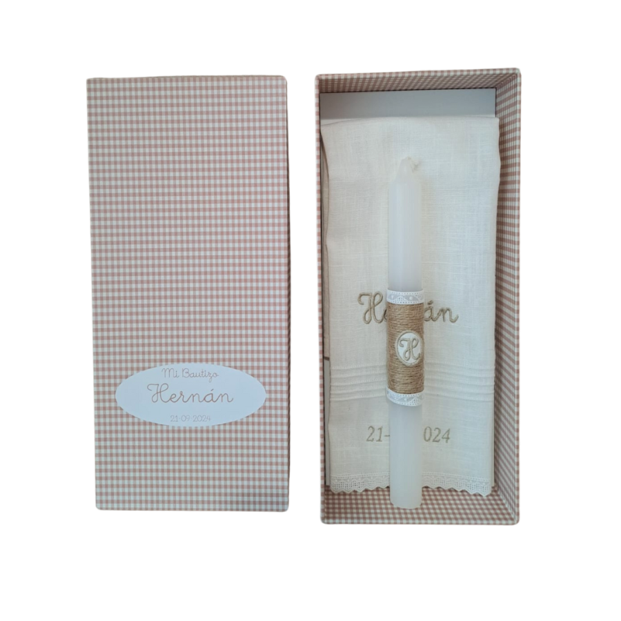 Kit Bautizo vela, toalla y caja 