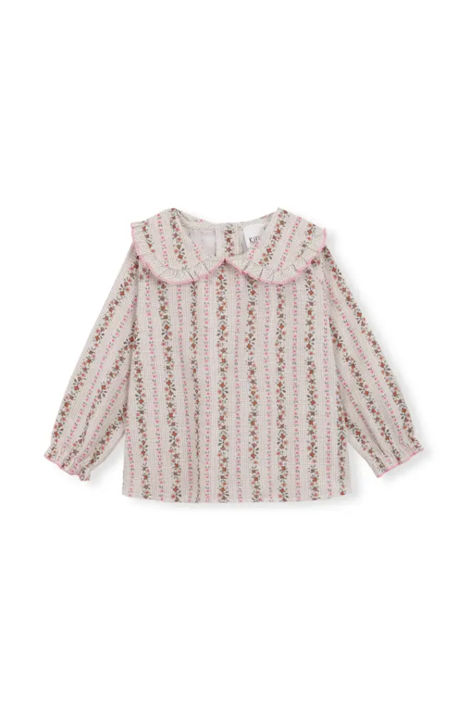 BLUSA VICHY BEIGE FLORES ROSAS