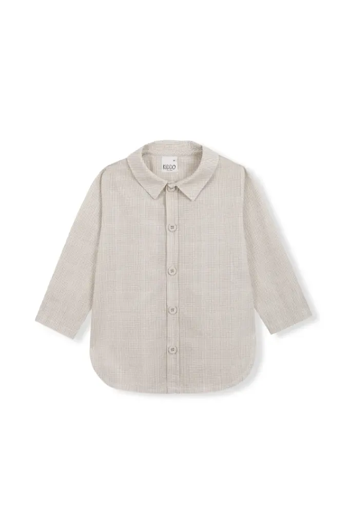 CAMISA CUELLO PALA VICHY BEIGE