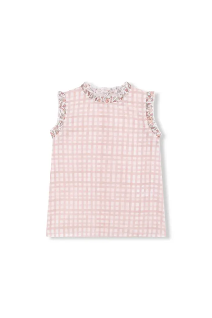 BLUSA VICHY ROSA Y FLORES 