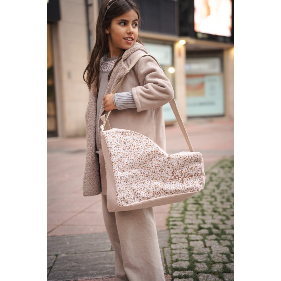 Bolsa patines vichy y flor 