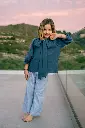 Pantalón recto rayas niña  
