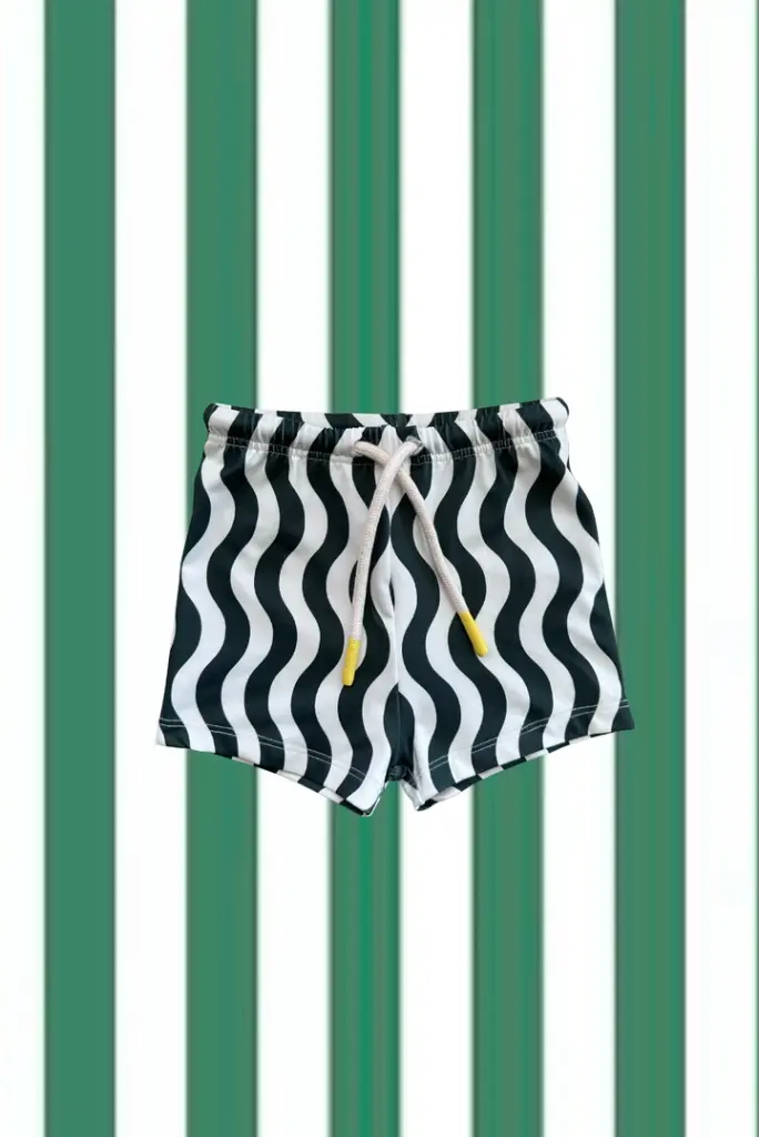 BAÑADOR BOXER VERDE BEBÉ DE RAYAS VERDES ZIGZAG