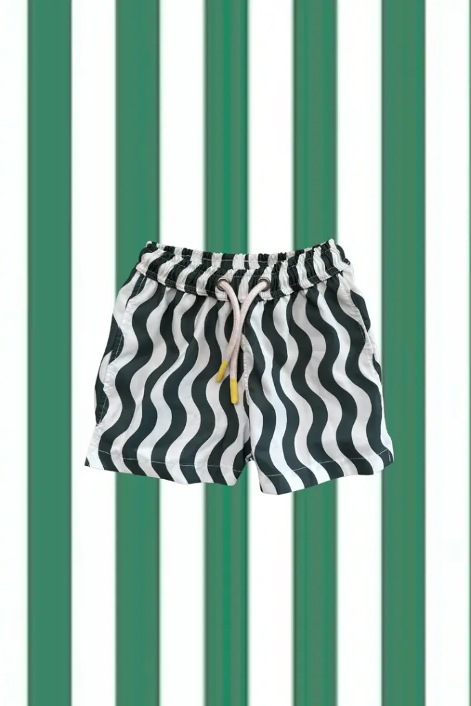 BAÑADOR NIÑO VERDE RAYAS VERDES ZIGZAG