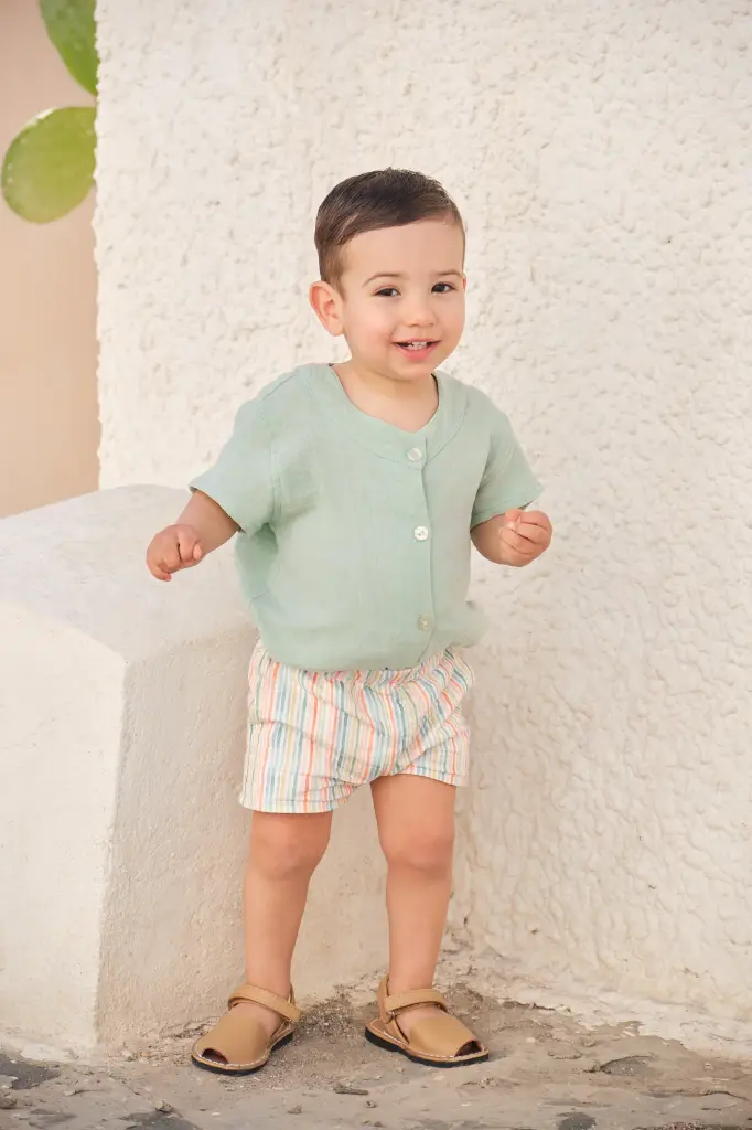 Camisa manga corta verde agua niño 