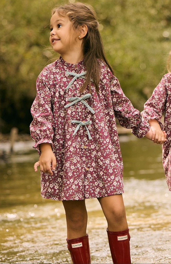 Vestido lazos flor roja 