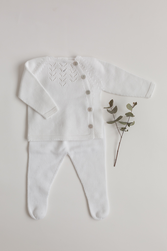  Jersey de espiga con polainas Blanco