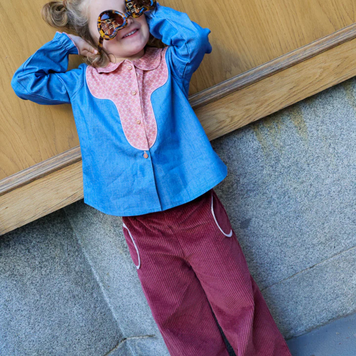 PANTALON ANCHO PANA GRUESA BURDEOS VIVO ROSA