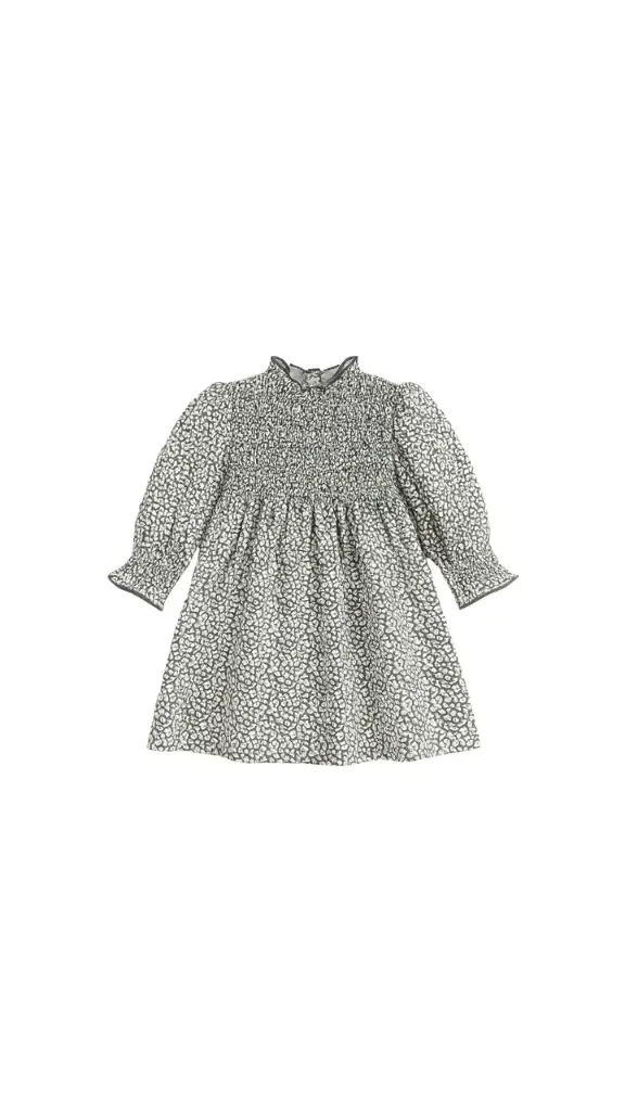 VESTIDO SMOCK ANIMAL PRINT GRIS OSCURO