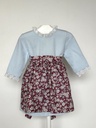 Vestido austriaco floral burdeos