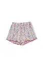 PANTALÓN CORTO VICHY AZUL FLORES ROJAS