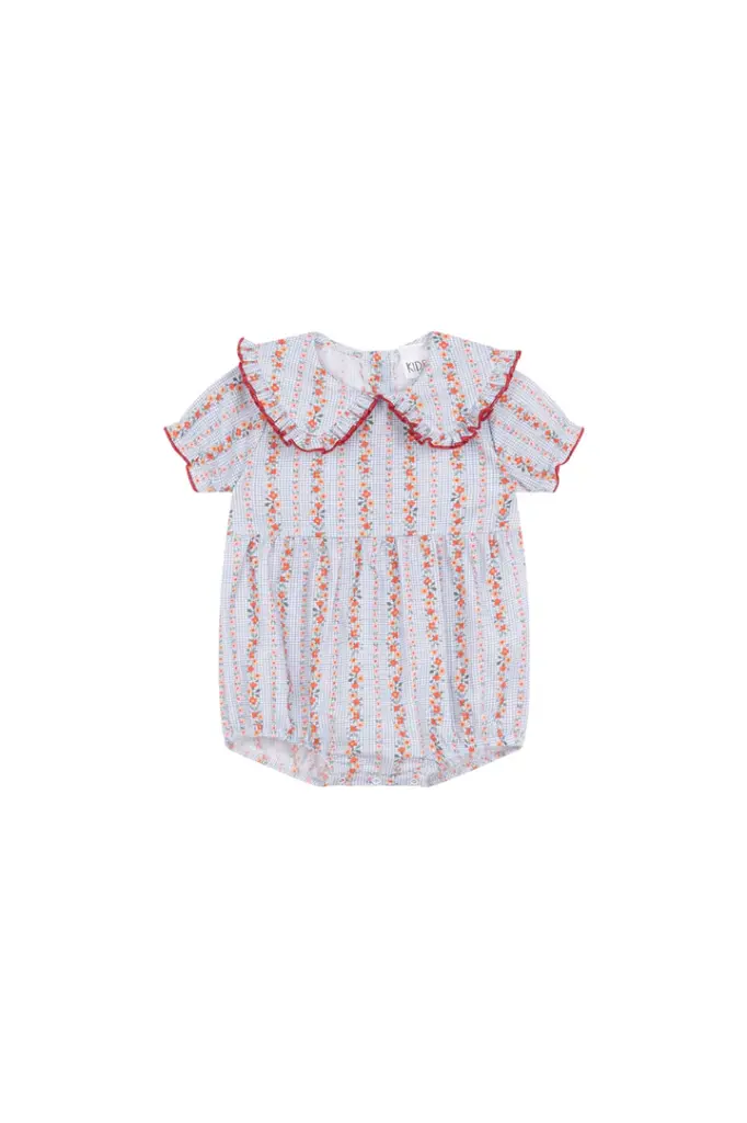 PELELE MANGA CORTA VICHY AZUL FLORES