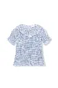 BLUSA VICHY AZUL SMOCK MANGA CORTA