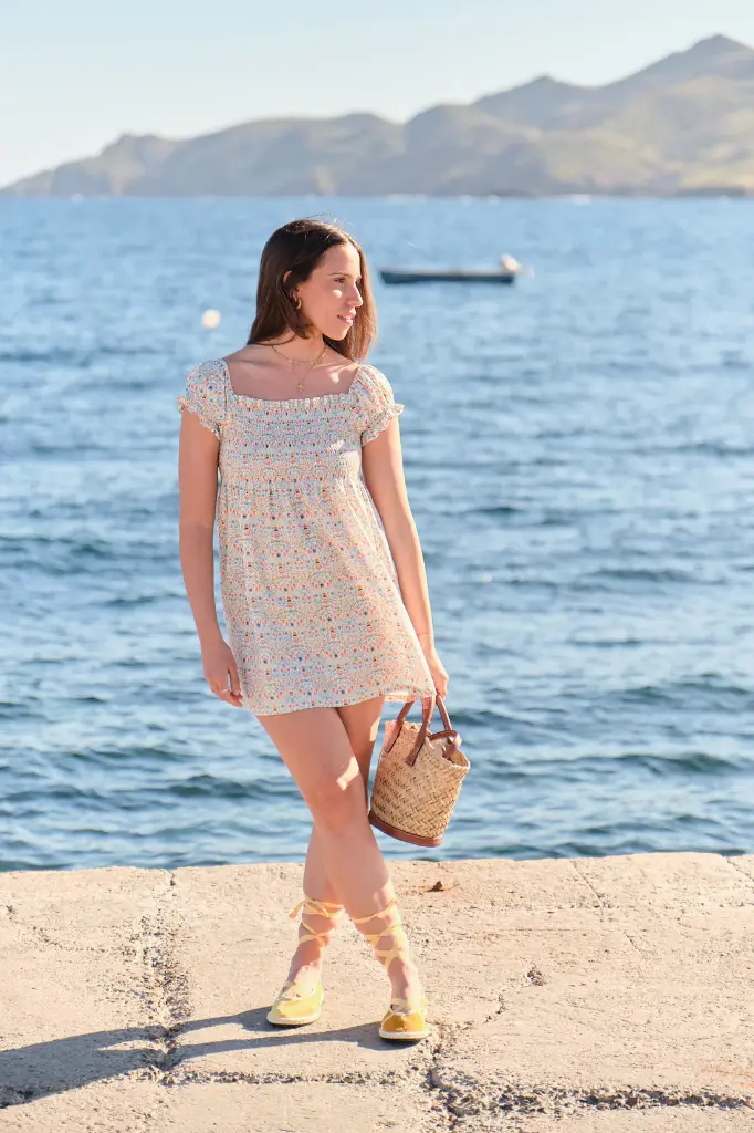 Vestido frunces mujer 