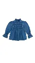 BLUSA DENIM SMOCK CONTRASTE AZUL Y BLANCO