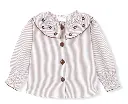 Blusa rayas topo y blancas cuello bordado