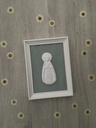 Virgen María enmarcada estampado lino verde jade