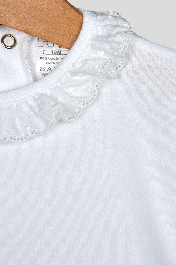 Body manga larga cuello bordado pequeño
